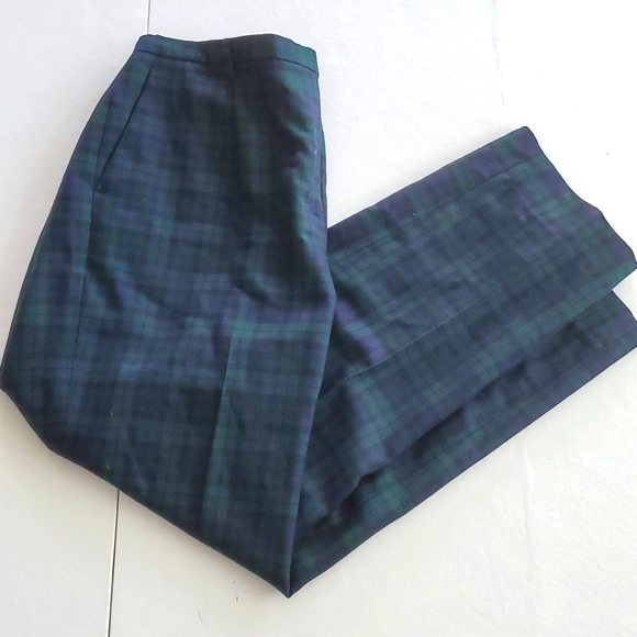 PENDLETON Wool Plaid Green Navy Blue Tartan Pants Size 18 - Picture 6 of 8